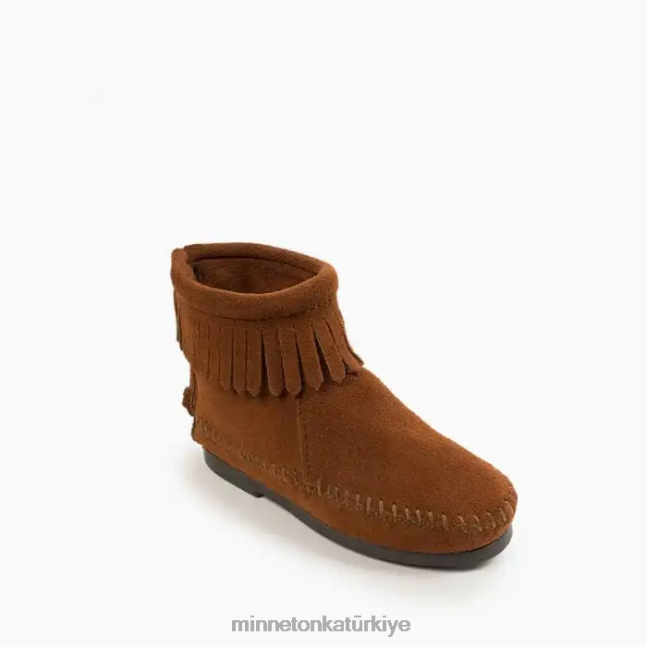 ayakkabı TR Minnetonka çocuklar arkadan fermuarlı sert taban çizme kahverengi F4V6V469