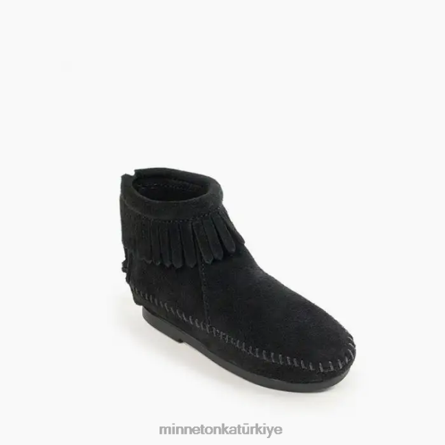 ayakkabı TR Minnetonka çocuklar arkadan fermuarlı sert taban çizme siyah F4V6V468