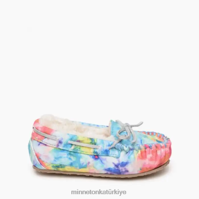 ayakkabı TR Minnetonka çocuklar batik cassie parlak mavi sıçrama F4V6V504