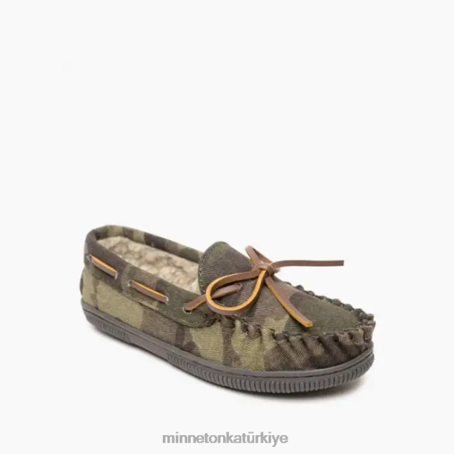 ayakkabı TR Minnetonka çocuklar kazık kaplı sert taban yeşil kamuflaj baskısı F4V6V499