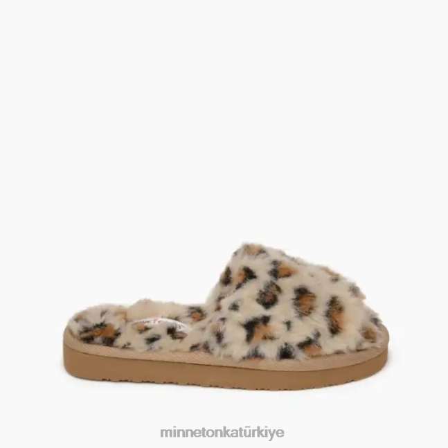 ayakkabı TR Minnetonka çocuklar lyla krem rengi leopar desenli F4V6V505