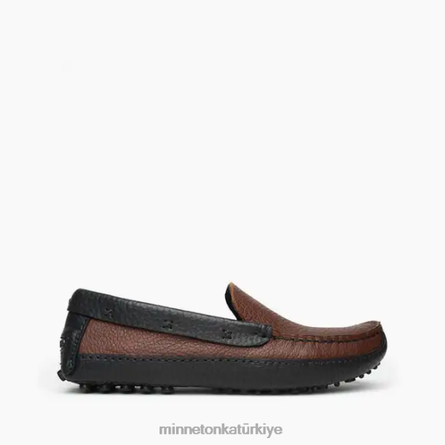 ayakkabı TR Minnetonka erkekler p.w. mokasen sürüş kahverengi üst ve siyah alt F4V6V386