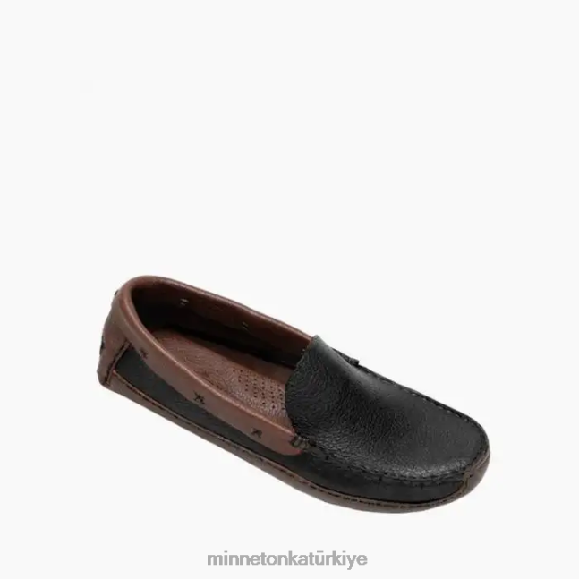 ayakkabı TR Minnetonka erkekler p.w. mokasen sürüş siyah üst ve kahverengi alt F4V6V385