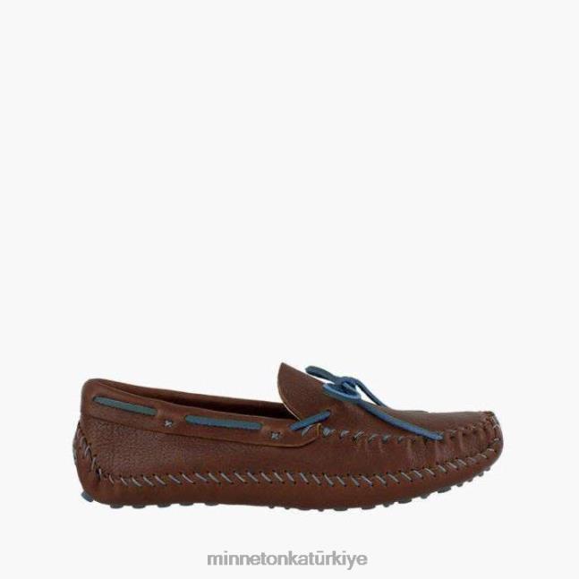 ayakkabı TR Minnetonka erkekler p.w. sürüş moc kahverengi/çelik mavisi F4V6V378
