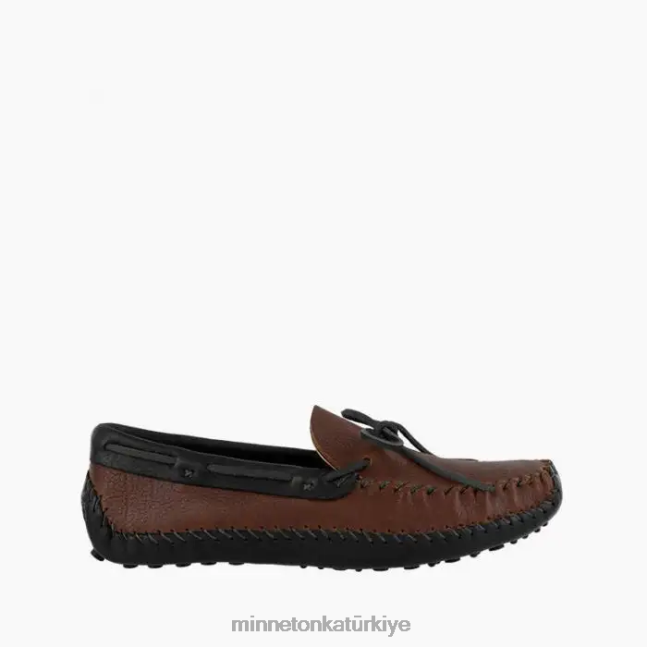ayakkabı TR Minnetonka erkekler p.w. sürüş moc kahverengi üst ve siyah alt F4V6V390