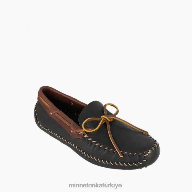 ayakkabı TR Minnetonka erkekler p.w. sürüş moc kahverengi yakalı siyah F4V6V383