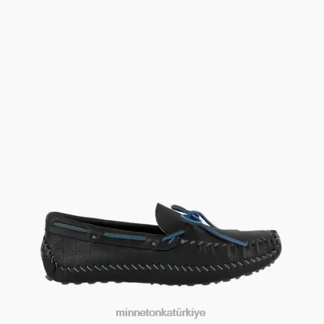 ayakkabı TR Minnetonka erkekler p.w. sürüş moc siyah/çelik mavisi F4V6V381