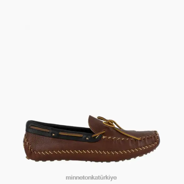ayakkabı TR Minnetonka erkekler p.w. sürüş moc siyah yakalı kahverengi F4V6V384