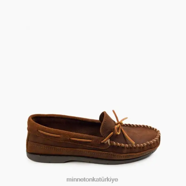 ayakkabı TR Minnetonka erkekler temel sert taban moc kahverengi fırfır F4V6V339