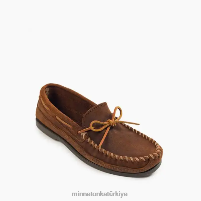 ayakkabı TR Minnetonka erkekler temel sert taban moc kahverengi fırfır F4V6V339