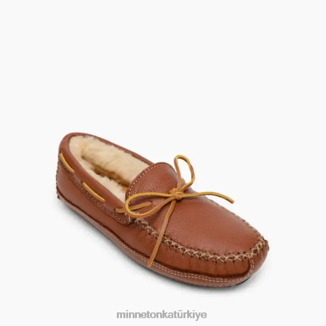 ayakkabı TR Minnetonka erkekler koyun derisi geyik terliği karamel F4V6V410