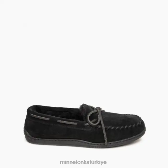 ayakkabı TR Minnetonka erkekler koyun derisi sert taban moc siyah F4V6V401