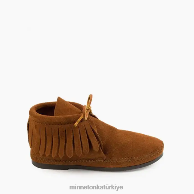 ayakkabı TR Minnetonka kadınlar klasik püsküllü sert tabanlı çizme kahverengi F4V6V30