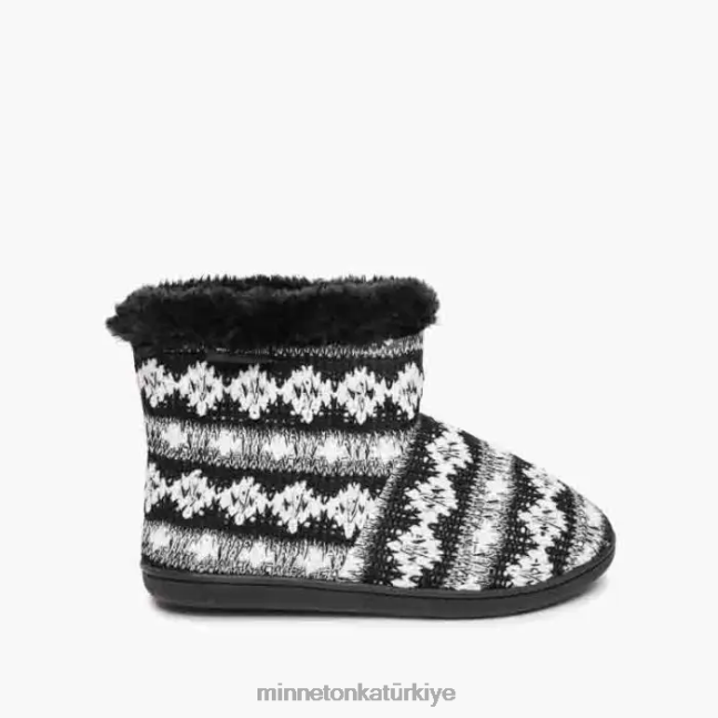 ayakkabı TR Minnetonka kadınlar Betty siyah beyaz örgü F4V6V239