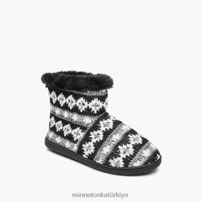 ayakkabı TR Minnetonka kadınlar Betty siyah beyaz örgü F4V6V239