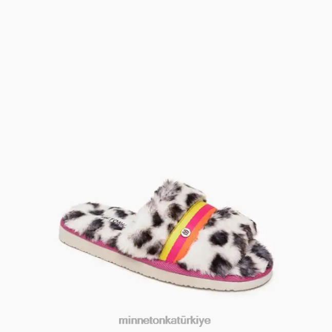 ayakkabı TR Minnetonka kadınlar Londra beyaz leopar desenli F4V6V279