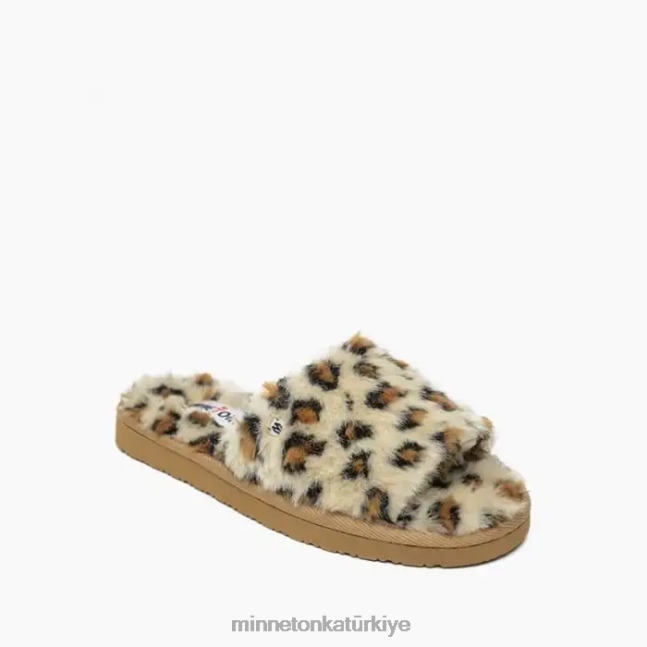 ayakkabı TR Minnetonka kadınlar hahaha krem rengi leopar desenli F4V6V290